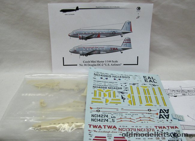 Czech Master 1/144 Douglas DC-2  - TWA 'City of Chicago' The Lindberg Line / Pan American Grace Airways / American Airlines / Eastern Air Lines Great Silver Fleet - Bagged, 06 plastic model kit